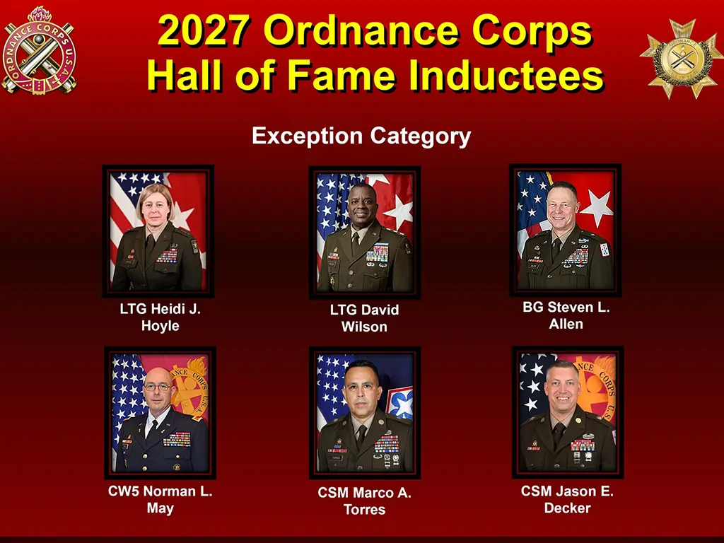 Ordnance Corps Hall of Fame Class of 2027